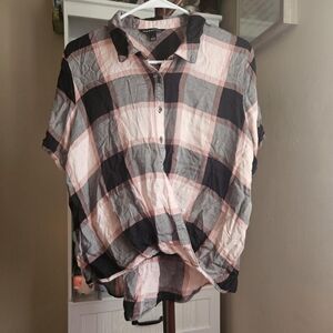 🌟Rock & Republic Pink and Black Plaid Blouse